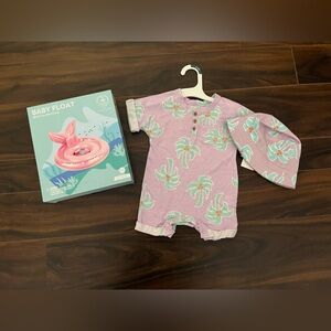 Summer Baby Bundle Purple Baby Romper with hat and baby float